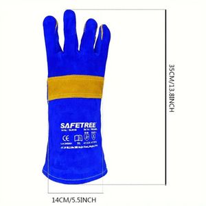 Gants de soudage en similicuir bleu de qualité supérieure de 14 pouces, équipement de sécurité durable pour une utilisation quotidienne décontractée pour barbecue, grill, four, cuisinière, fabrication extérieure - Product Image 5