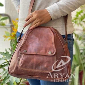 กระเป๋าหนังแพะแท้มีสไตล์ลำลองวินเทจดูกระเป๋าถือกระเป๋าสะพายไหล่ - Product Image 1