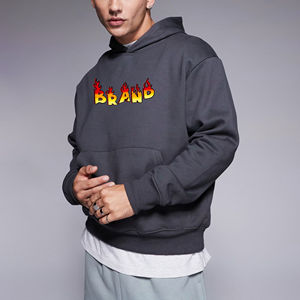 Customised Men's Hoodies custom Printed Logo 100% Cotton silid colour Oversized Pullover streetwear <b>hip</b> hop Hoodies <b>for</b> Men - Product Image 1