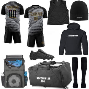 Tenues de football en polyester, ensemble complet de vêtements de sport, ensembles de tenues de football avec sac de sport, chaussures, chaussettes, ballon et sac - Product Image 1