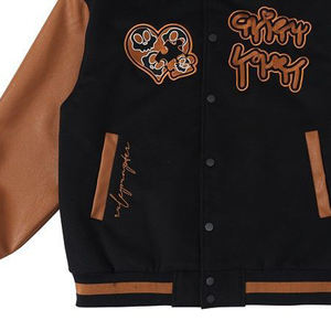 OEM School College Custom Chenille Embroidery Logo Student Leather Bomber Baseball Patch Letterman <b>Men's</b> Winter Varsity <b>Jacket</b> - Product Image 5