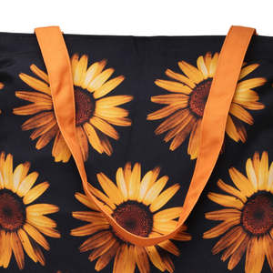 Bolsas de Mano Personalizables de Lona de Algodón con Cierre y Diseño de Girasol para Damas, Ligeras, Reutilizables, Plegables, con Impresión Digital Completa - Product Image 6