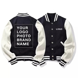 Vente en gros de marque privée veste brodée en chenille à manches en cuir streetwear vestes pour hommes manteaux d'université de baseball letterman - Product Image 6