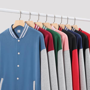 Venta caliente Unisex deportivo Varsity chaqueta al por mayor de moda personalizada de impresión algodón poliéster manga suelta chaqueta de béisbol sudaderas con capucha - Product Image 1