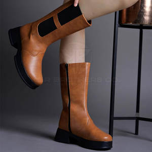 Botas largas a la moda para mujer, diseño de cuero elegante, ropa de invierno cómoda, botas largas de cuero a la moda para mujer - Product Image 2