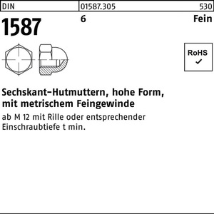 Tuerca hexagonal DIN 1587 M18 x 1.5 de rosca fina, forma alta, 25 piezas - Product Image 1
