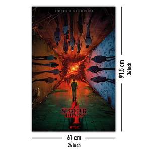 Modern Art Deco Styled Black <b>Framed</b> Stranger Things 4 <b>Poster</b> 'Every Ending Has Beginning' for Wall Decorative Use Wooden - Product Image 4