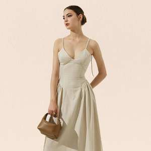 Chic femmes été Maxi robe élégante lin Sweatheart cou sans manches taille naturelle tissé disponible en grandes tailles - Product Image 1