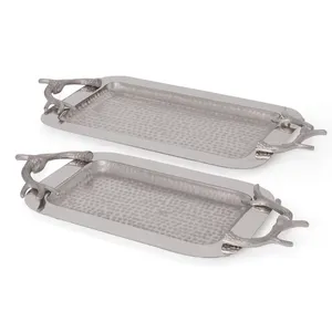 Grand plateau de service élégant en céramique pour buffet, présentation et événements, écologique, style américain, Zahid Export, plaqué, sûr - Product Image 1