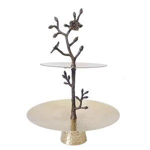 Gold Finishing 2 <b>Tier</b> Metal <b>Cake</b> <b>Stand</b> Luxury Design Party Dessert Display <b>Stand</b> for Home & Bakery Accessories Instant Shipping - Product Image 1