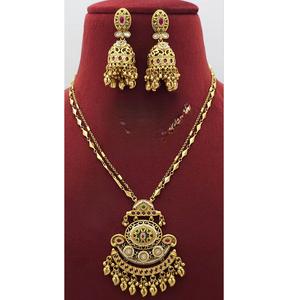 Impresionante Juego de Collar Largo de Diseño con Acabado Dorado Mate de Primera Calidad con Aretes para Bodas, Colección para Mujer - Product Image 1