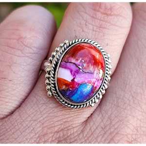 Oyster Copper Turquoise 925 Sterling Silver Handmade Boho <b>Statement</b> <b>Ring</b> for Women Unique Vintage Style Gift - Product Image 1