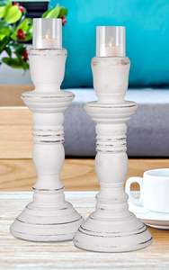 Portavelas Artesanal de Madera de Mango Blanco |   Portavelas Moderno y Sencillo para Decoración del Hogar y Centro de Mesa Navideño - Product Image 4