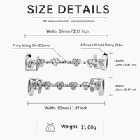 Grillz dentaire Micro Pave 5A CZ en forme de cœur, en laiton écologique, avec barre de moulage en silicone