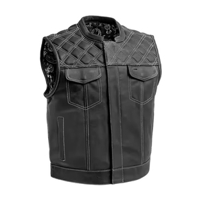 Gilet en cuir décontracté et élégant pour homme, tendance rétro, veste de motard, vêtement extérieur classique de style western cowboy, vente chaude - Product Image 1