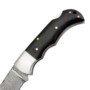 Couteau de poche en acier de Damas, couteau pliant en acier de Damas avec manche en corne, couteau pour garçons d'honneur, cadeau pour lui. - Product Image 4