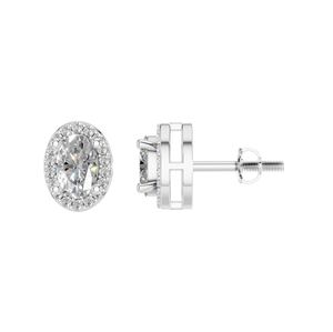 Boucles d'oreilles clous ovales en moissanite platine 950 avec halo, tendance, certifiées IGI, bijoux fins pour anniversaire, vente en gros pour femmes - Product Image 1