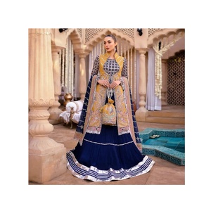 Nouveau brodé femmes soie rayonne chemise robe manches longues pakistanaise Shalwar Kameez brodé pelouse Collection pour la fête - Product Image 6