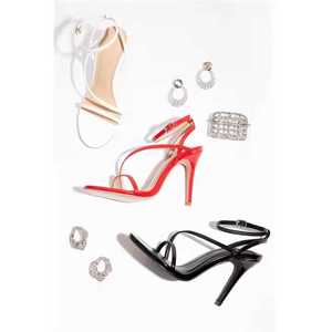 Sandales élégantes à lanières croisées à talon aiguille de 10cm avec bride à la cheville en PU et poignée Vibram - Product Image 3