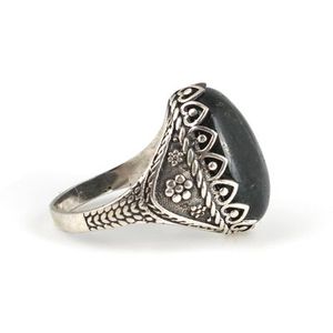 Bague géométrique pour homme en argent sterling 925 et pierre d'onyx noir (plaqué rhodium) - Product Image 4