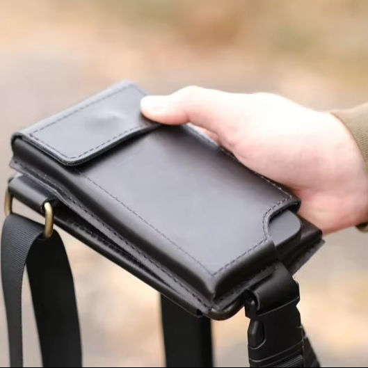 Handmade Real Leather Phone Bag Stylish Cross Body Case with Belt Mobile Phone Bag Cowhide Shoulder Messenger Wallet