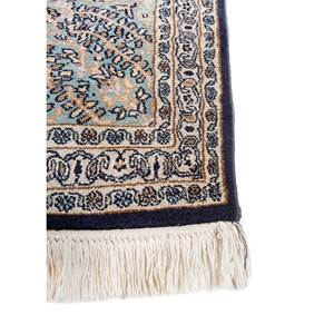 Tapis en soie noué à la main Gulmarg Blue Pae-6011, tapis décoratif floral pour la maison - Product Image 4