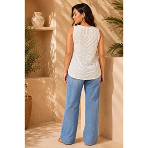 Ärmelloses Damen-Tanktop mit Blockdruck - Nawabiyat Emerald Mumtaz Olive - Product Image 6