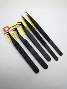 Pince à cils professionnelle couleur noire mate avec embouts plasma Volume incurvé 45 degrés pointe de fibre pince à épiler d'extension de cils - Product Image 6