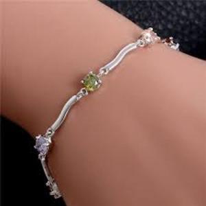 Vague d'argent pierres précieuses bracelet de cheville Art Palace ANK-89 classique à la mode bijoux pour femmes belle pierre précieuse travail tiers certifié - Product Image 2