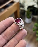 Bague pour femme élégante et tendance en argent sterling 925 avec rubis naturel de haute qualité, fabriquée à la main