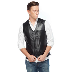 Chaleco de Cuero Personalizable al por Mayor para Hombre, Prenda Exterior, Nuevo Diseño Más Vendido, Transpirable, con Cremallera, de Calidad para Motocicleta - Product Image 1