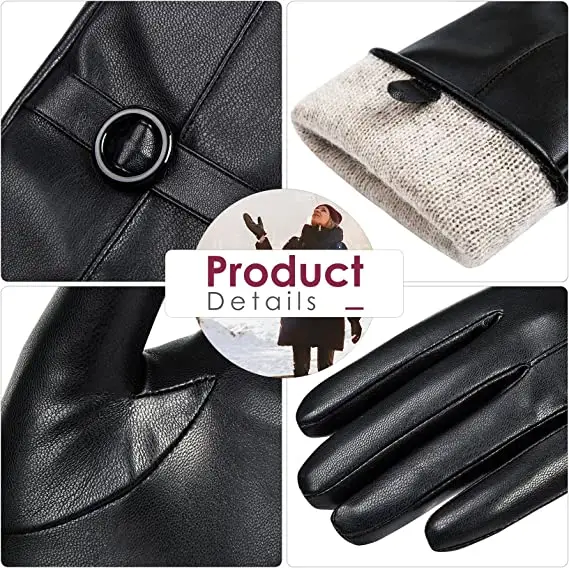 Damen Winter Leder handschuhe mit Touchscreen SMS Finger Wolle gefüttert Outdoor Wind dichte warme Wildleder Mode Kleid Handschuhe