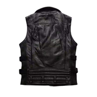 Chaleco de Cuero Genuino para Hombre, Diseño Clásico de Motero, Color Negro, de Alta Calidad, Tendencia de Invierno, Venta Directa de Fábrica, Personalizable