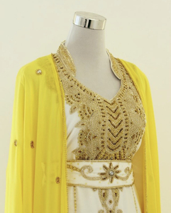 Kaftan islámico marroquí moderno para mujer Vestido de playa largo hasta el suelo con suministro ODM de manga larga transpirable - Product Image 1