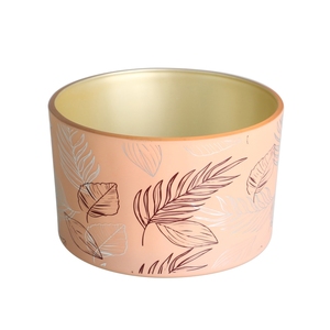 Efecto metálico navideño dentro <span class=keywords><strong>de</strong></span> 30 oz 3 <span class=keywords><strong>Mechas</strong></span> <span class=keywords><strong>de</strong></span> vidrio <span class=keywords><strong>de</strong></span> vela perfumada <span class=keywords><strong>de</strong></span> color coral tintado con calcomanías <span class=keywords><strong>de</strong></span> oro plateado y tapa <span class=keywords><strong>de</strong></span> madera - Product Image 1