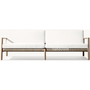 Eco-friendly Rattan e Teak divano esterno per tutte le stagioni Design moderno durevole con cuscino impermeabile naturale estetica - Product Image 4