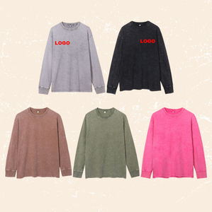 Pull-over surdimensionné 100% coton 240gsm pour hommes, T-shirt vintage à manches longues sérigraphie, sweat-shirt grande taille personnalisé - Product Image 1