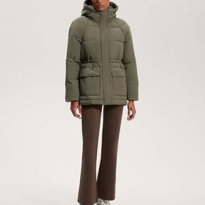Veste matelassée en tricot pour femme, mi-longue, fermeture éclair, imperméable, capuche, manteau d'hiver - Product Image 3
