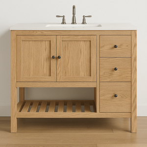 Vanité de salle de bain de 48 pouces 17, démontage de meubles à plat, fabricant vietnamien, finition à base d'eau non toxique - Product Image 1