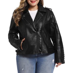 Blouson de moto en cuir véritable pour femme, automne/hiver, col rabattu, manches longues, coupe ajustée, tendance 2026 - Product Image 5