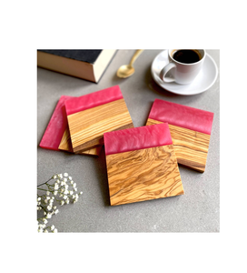 Dessous de verre en bois et en résine de dernière conception avec base dure disponible pour une utilisation dans la cuisine utilise les plus exigeants - Product Image 3