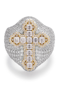 Men's Rhodium-Plated Prong-<b>Set</b> Princess Cut Moissanite and S925 Sterling <b>Silver</b> <b>Ring</b> Hip-Hop Style - Product Image 3