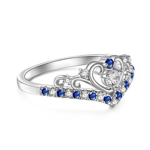 Jeulia Princess Crown V <b>Ring</b> Round Cut Sterling Silver Solitaire <b>Adjustable</b> <b>Ring</b> - Product Image 2