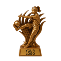 Trophée de football personnalisé WeiVista en résine, peint à la main, avec figurine de joueur féminin, logo gravé, cadeau idéal