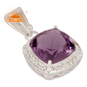Meilleure vente de pendentif en argent sterling avec topaze blanche naturelle et améthyste fabricant de bijoux personnalisés - Product Image 2