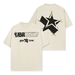 T-shirt à manches courtes et col en V, collection Hip-Hop, 100% coton, imprimé double face, uni, anti-froissement, tissu tricoté respirant - Product Image 4