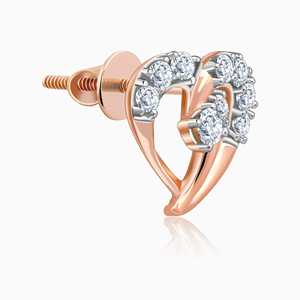 Boucles d'oreilles élégantes en diamant Happy Love en or rose - Product Image 2