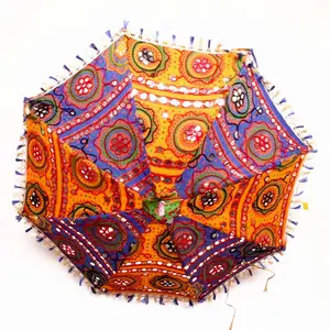 Pamuk şemsiye Vintage stil pamuk el yapımı renkli şemsiye 67 Cms geniş boy hint düğün sokak dekoratif şemsiye