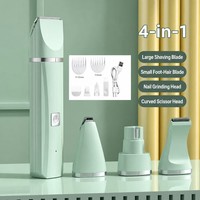 Tondeuse Électrique Professionnelle pour Animaux de Compagnie, 4-en-1, Lame Céramique ABS, Faible Bruit, Rechargeable USB, pour Chiens et Chats
