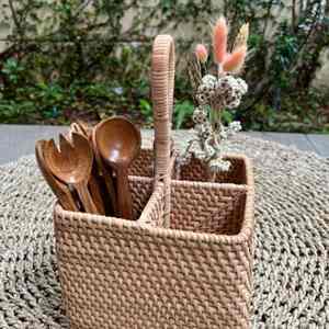Nouveaux meubles rotin tissé artisanat cuillère et fourchette panier suspendu panier de rangement décoration de table à manger - Product Image 5